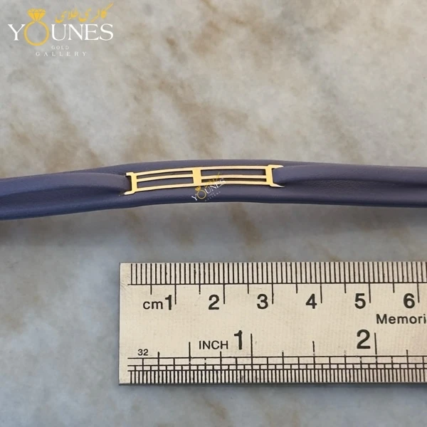 دستبند طلا زنانه چرمی مستطیل مینیمال L444